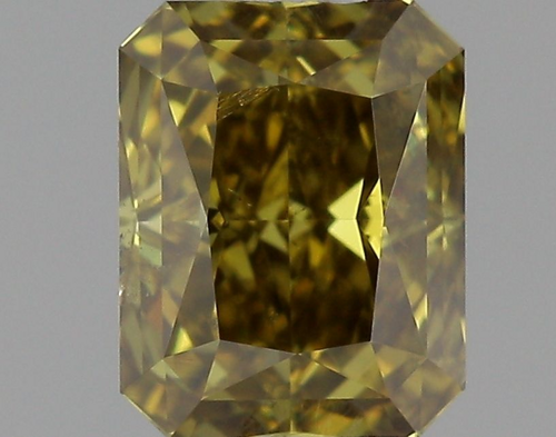 0.67 carat Fancy Deep Brownish Greenish Yellow-SI2 Natūralus Square Radiant Deimantas (1)