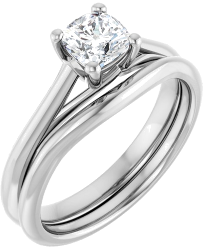 Sužadėtuvių Žiedas „Solitaire“ 585 Baltojo Aukso Cushion 5mm (6)