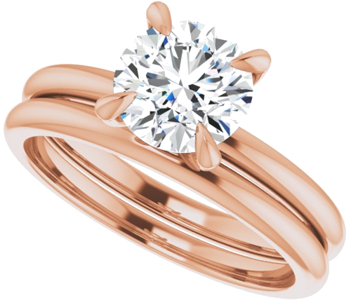Sužadėtuvių Žiedas „Solitaire“ 585 Rožinis Aukso Round 7mm (10)