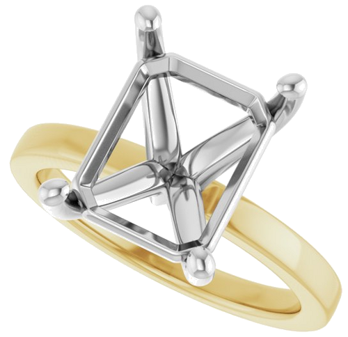 Sužadėtuvių Žiedas „Solitaire“ 14k yellow/white gold Emerald 11mm x 9mm (5)