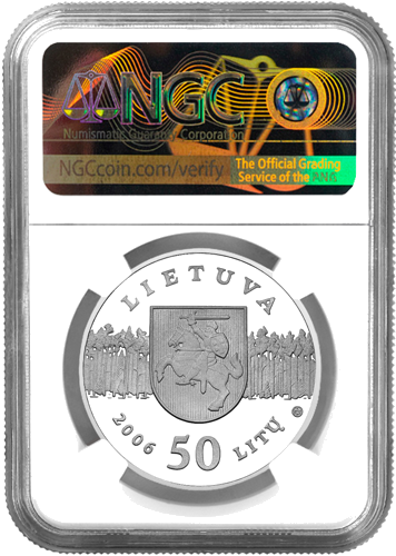 2006 Lūšis Lietuva 50 litų sidabrinė moneta PF 69 ULTRA CAMEO (2)