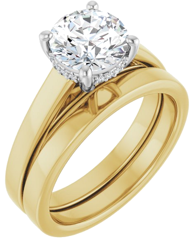 Sužadėtuvių Žiedas „Hidden Halo-Style“ 14k yellow/white gold Round 7.4mm (6)