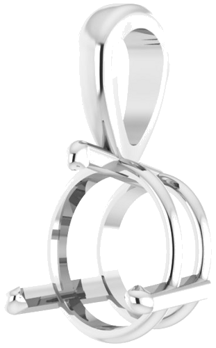 14K White 9.5 mm Round 3-Prong Pendant Mounting (2)