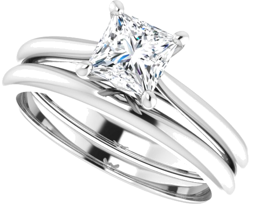 14K White 5 mm Square Solitaire Engagement Ring Mounting (10)