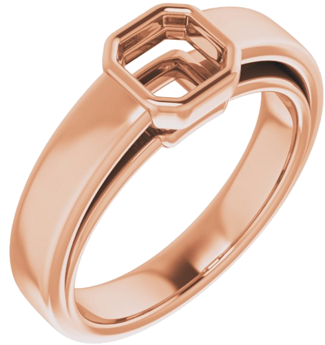 Sužadėtuvių Žiedas „Bezel-Set Solitaire“ 585 Rožinis Aukso Asscher 5mm (1)