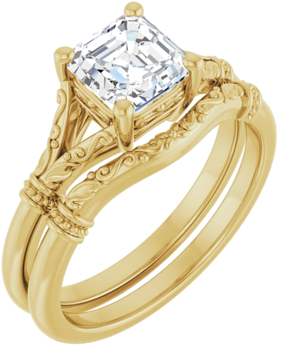 Sužadėtuvių Žiedas „Sculptural“ 10k yellow gold Asscher 6mm (6)