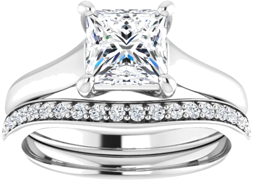 Sužadėtuvių Žiedas „Solitaire“ 585 Baltojo Aukso Square 6mm (8)