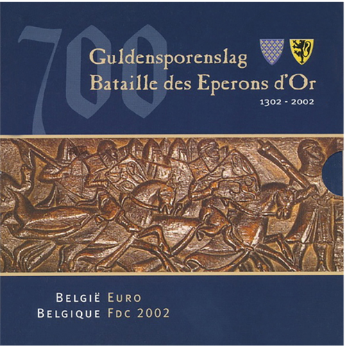 2002 Belgija Auksinių sparnų mūšis BU Euro monetų rinkinys (1)