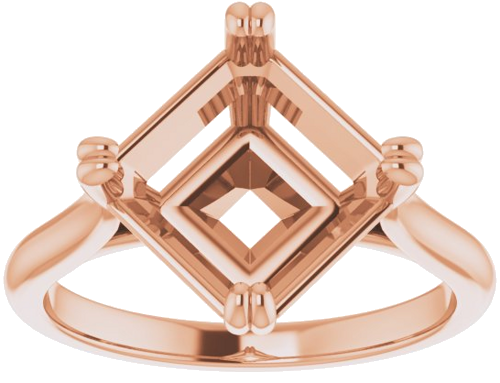 14K Rose 9 mm Asscher Solitaire Engagement Ring Mounting (3)