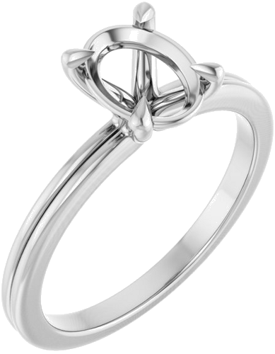 Sužadėtuvių Žiedas „Claw-Prong Solitaire“ 14k white gold Oval 8mm x 6mm (1)