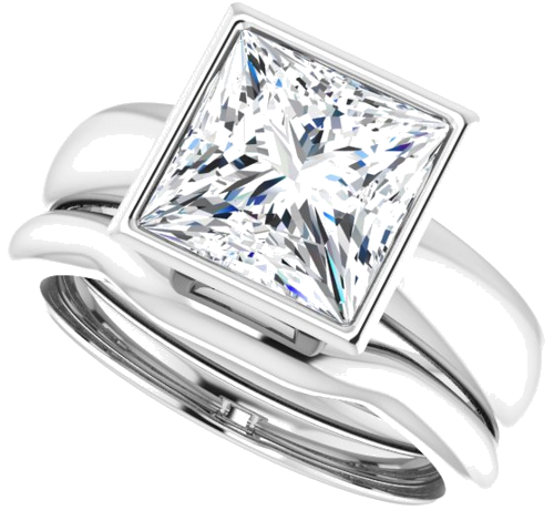 14K White 8 mm Square Engagement Ring Mounting (10)