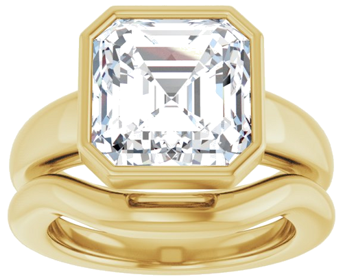 Sužadėtuvių Žiedas „Bezel-Set Solitaire“ 10k yellow gold Asscher 10mm (8)