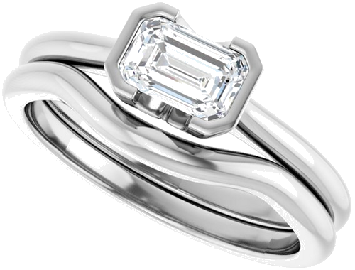 Sužadėtuvių Žiedas „Half Bezel Solitaire“ 585 Baltojo Aukso Emerald 6mm x 4mm (10)