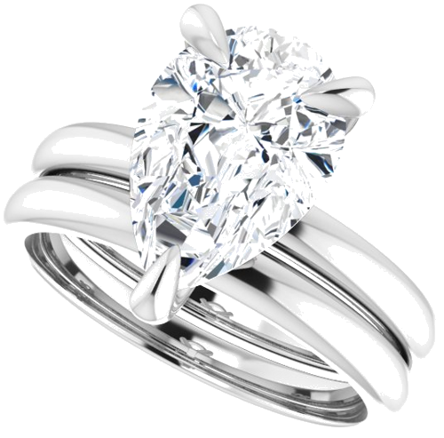 14K White  12x8 mm Pear Solitaire Engagement Ring Mounting (10)