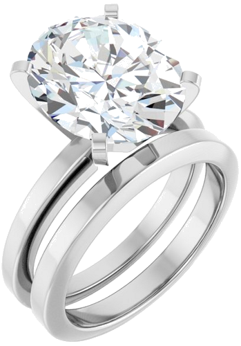Sužadėtuvių Žiedas 14k white gold Oval 13mm x 11mm (6)