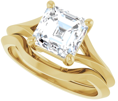 Sužadėtuvių Žiedas „Solitaire Split Shank“ 14k yellow gold Asscher 7mm (10)