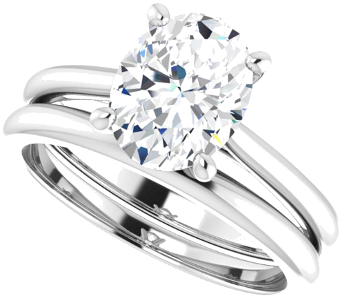 Sužadėtuvių Žiedas „Solitaire“ 10k white gold Oval 9mm x 7mm (10)