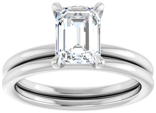 Sužadėtuvių Žiedas „Claw-Prong Solitaire“ 10k white gold Emerald 7.5mm x 5.5mm (8)