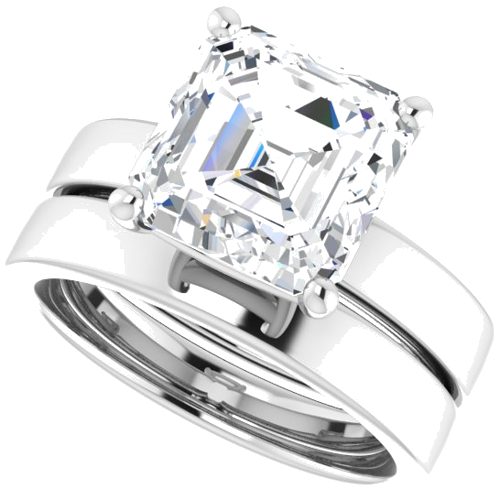 14K White 9 mm Asscher Solitaire Engagement Ring Mounting (10)