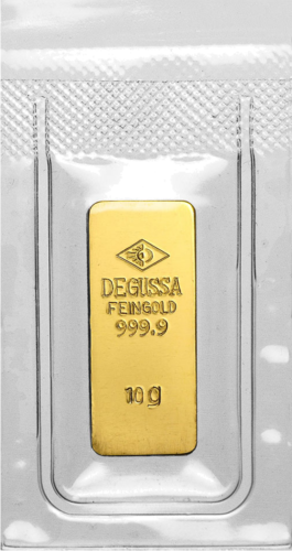 10 g Antikvarinis investicinio 999.9 aukso luitas Degussa (3)