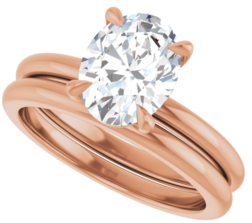 Sužadėtuvių Žiedas „Claw-Prong“ 14k rose gold Oval 9mm x 7mm (10)