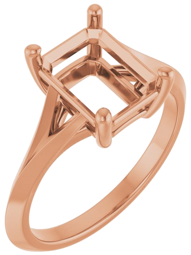 Sužadėtuvių Žiedas „Solitaire“ 585 Rožinis Aukso Emerald 9mm x 7mm (1)