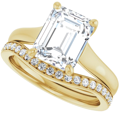 14K Yellow 9x7 mm Emerald Solitaire Engagement Ring Mounting (10)