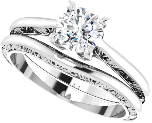 Sužadėtuvių Žiedas „Sculptural Solitaire“ 585 Baltojo Aukso Round 5.8mm (10)