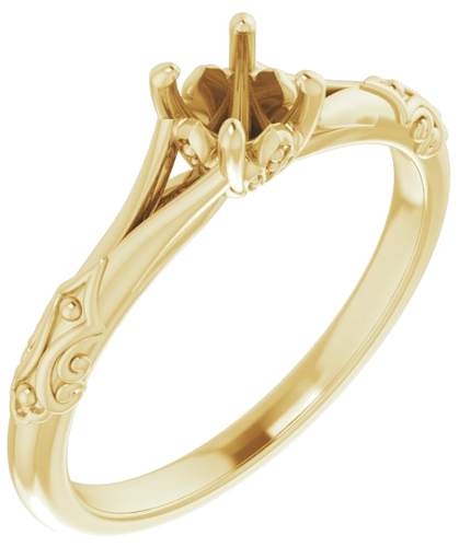 Sužadėtuvių Žiedas „Solitaire Sculptural“ 10k yellow gold Round 4.4mm (1)