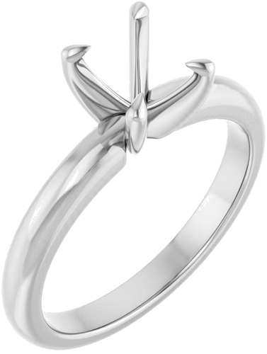 14K White 8x6 mm Oval Solitaire Engagement Ring Mounting (1)