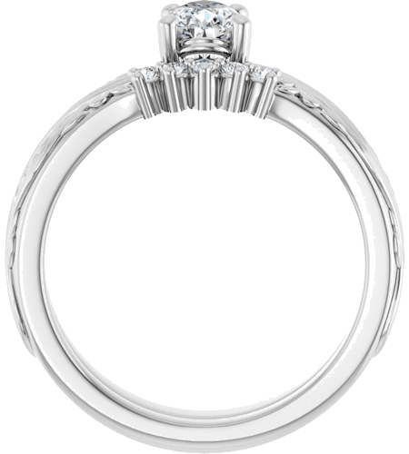 Sužadėtuvių Žiedas „Solitaire Sculptural“ 14k white gold Pear 6.5mm x 4.5mm (7)