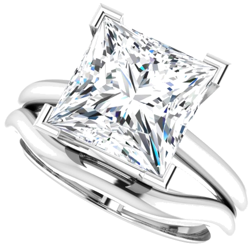 Sužadėtuvių Žiedas „V-End Prong“ 14k white gold Square 9mm (10)