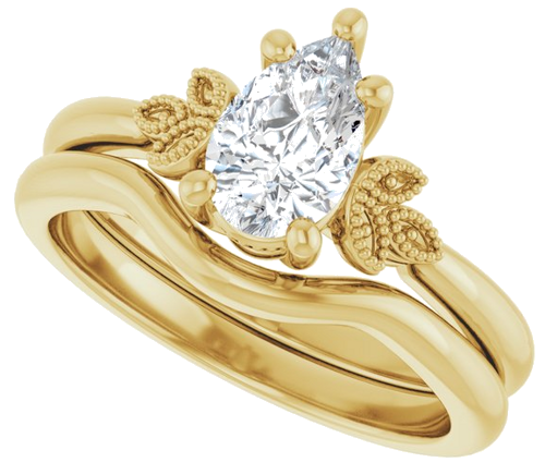 Sužadėtuvių Žiedas „Solitaire“ 14k yellow gold Pear 8mm x 5mm (10)