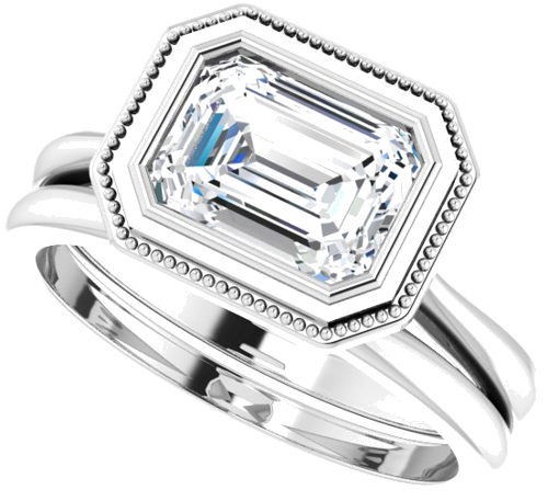 14K White 8x6 mm Emerald  Solitaire Engagement Ring Mounting (10)