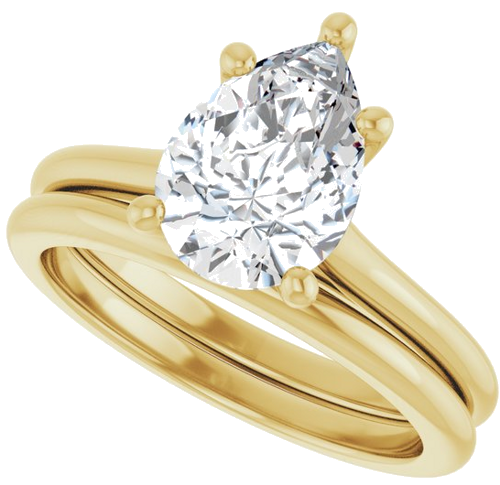 18K Yellow 10x7 mm Pear Solitaire Engagement Ring Mounting (10)