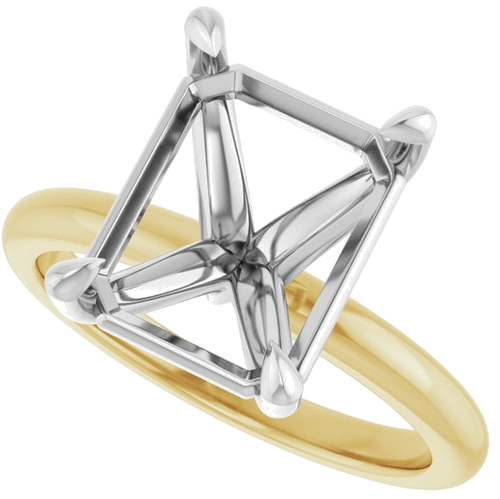 14K Yellow White 11x9 mm Emerald Solitaire Engagement Ring Mounting (5)