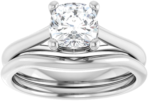 14K White 6 mm Cushion Solitaire Engagement Ring Mounting (8)