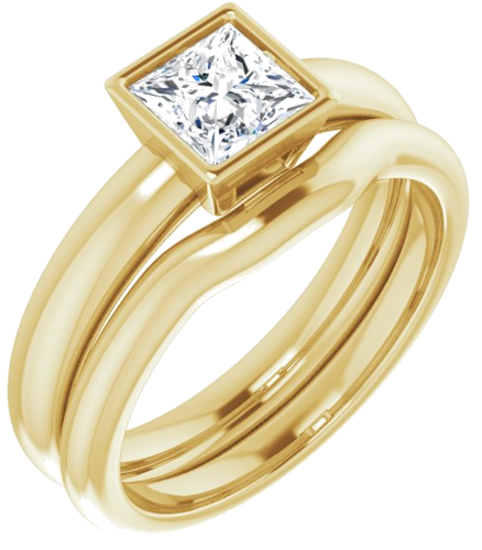 Sužadėtuvių Žiedas „Bezel-Set Solitaire“ 14k yellow gold Square 5mm (6)