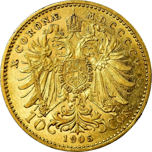 10 kronų Austrijos imperija Franz Joseph I (Su Vainiku 1896-1906) auksinė moneta (2)