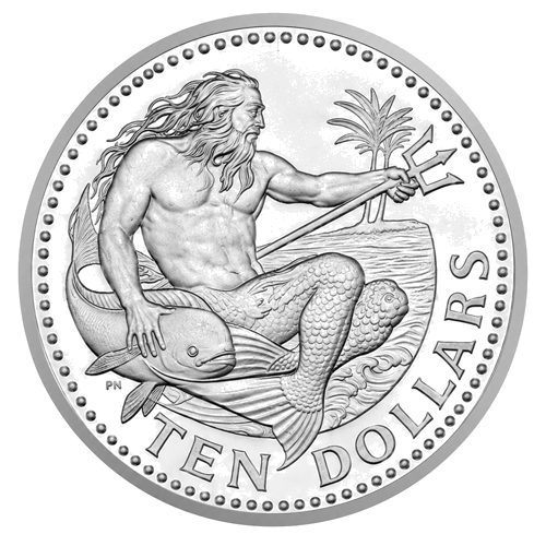10 dolāri Neptūns 1974 Barbadosa sudraba monēta (1)