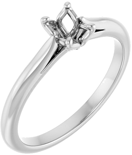 Sužadėtuvių Žiedas „Solitaire“ 14k white gold Oval 6mm x 4mm (1)