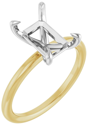Sužadėtuvių Žiedas „Claw-Prong Solitaire“ 14k yellow/white gold Emerald 10mm x 7mm (1)
