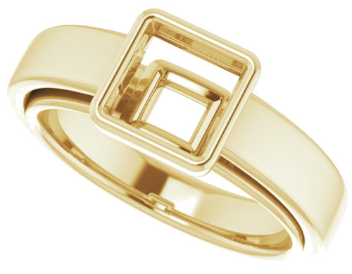 Sužadėtuvių Žiedas „Bezel-Set Solitaire“ 585 Geltonojo Aukso Square 6mm (5)