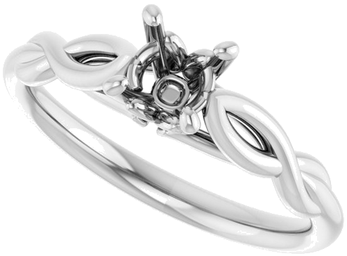 14K White  5.2 mm Round Solitaire Engagement Ring Mounting (5)