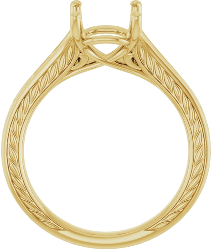 Sužadėtuvių Žiedas „Solitaire Scroll“ 14k yellow gold Emerald 9mm x 7mm (2)