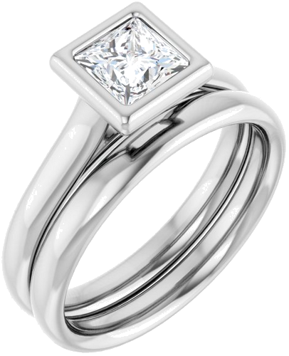 Sužadėtuvių Žiedas „Bezel-Set Solitaire“ 14k white gold Square 5mm (6)