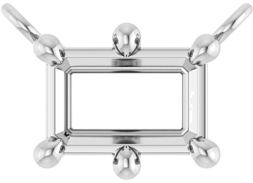 Pakabukas „Emerald 6-Prong“ 585 Baltojo Aukso Emerald 6mm x 4mm (1)