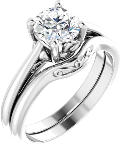 14K White 6.5 mm Round Solitaire Engagement Ring Mounting (6)