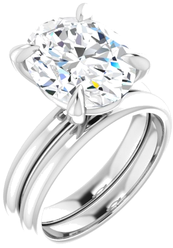 Sužadėtuvių Žiedas „Solitaire“ 585 Baltojo Aukso Oval 12mm x 10mm (6)