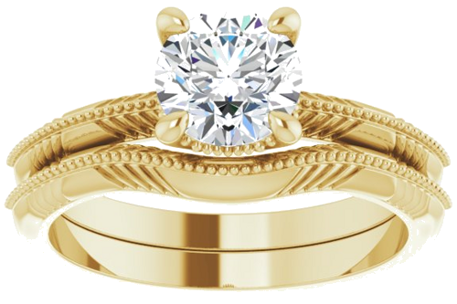 14K Yellow 6.5 mm Round Solitiare Engagement Ring Mounting (8)